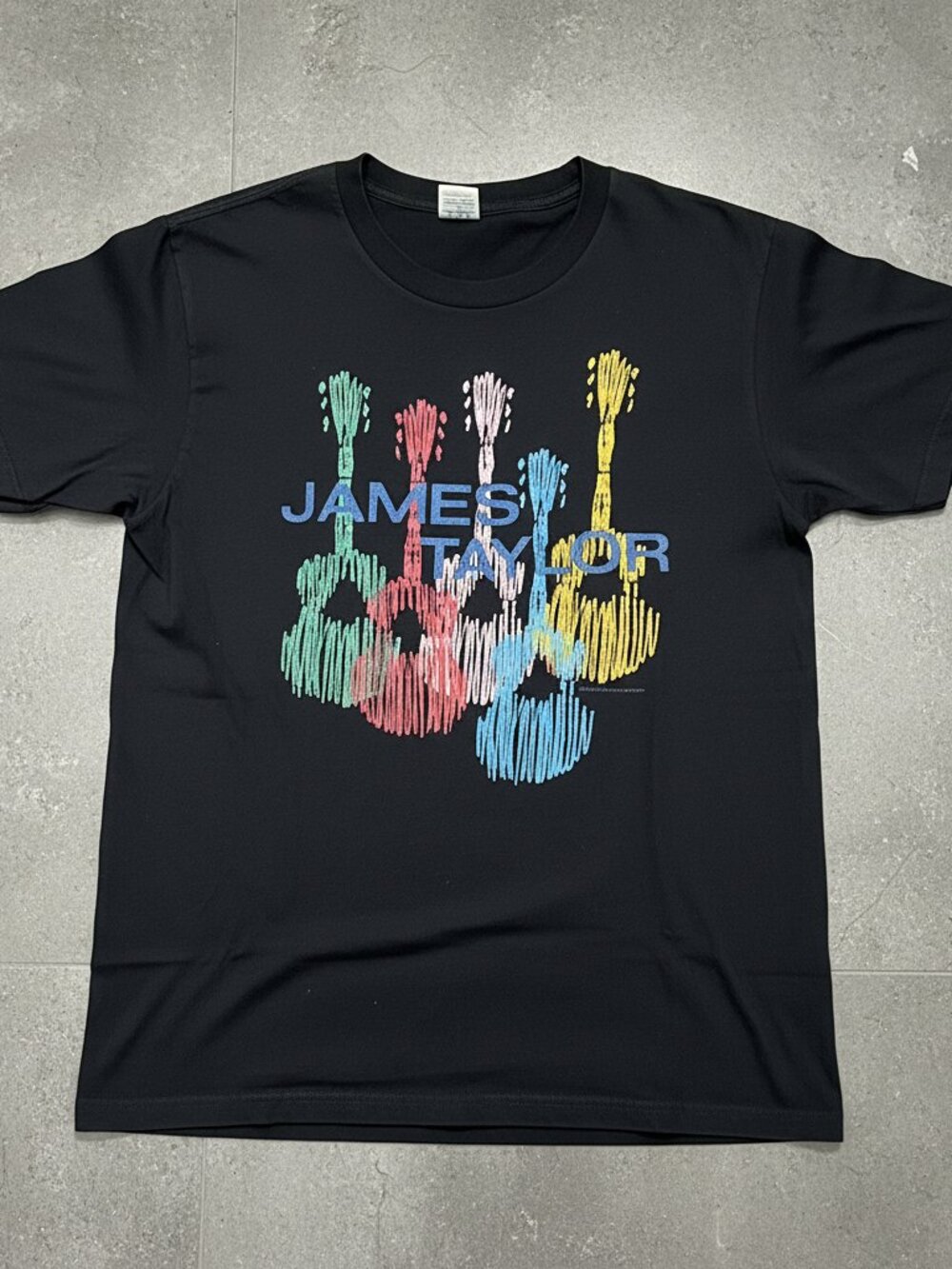 James Taylor Colorful Guitar Graphic T-Shirt | Vintage Music Inspired Black Band